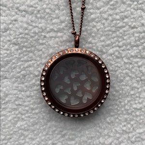 Origami Owl Bronzed locket with 18” chain.